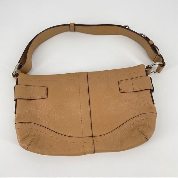 Coach Y2K Vintage F17125 Leather Shoulder Bag leather buckle hand bag tan brown‎ - Picture 2 of 14